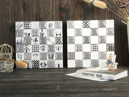 ซื้อ กระเบื้องเซรามิกสไตล์ชนบทแบบ Encaustic สีดำและขาว ขนาด 30x30 ซม. การผลิตออนไลน์