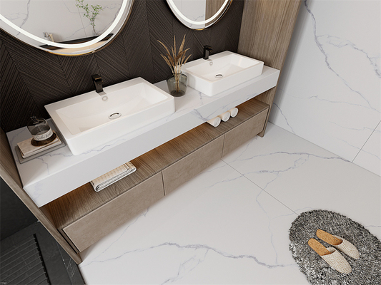 ซื้อ แผ่นหินสังเคราะห์ Carrara Matt สำหรับปูพื้นภายในห้องอาหาร ทนกรด ขนาด 1420x2700 มม. การผลิตออนไลน์