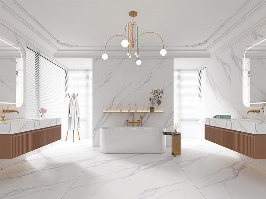 ซื้อ Carrara White Matte Sintered Stone Slabs 1420x2700 มิลลิเมตร เกรด AAA การผลิตออนไลน์