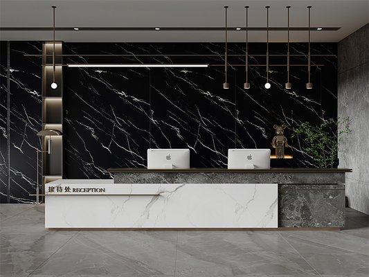 ซื้อ ดํา 1600x3200mm ผนังภายในและพื้น Matte Sintered Stone Slab สําหรับตกแต่งบ้าน การผลิตออนไลน์