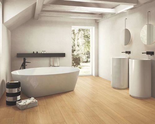 ซื้อ กระเบื้องพอร์ซเลนลายไม้ สีน้ำตาลเหลือง ขนาด 150x900 มม. เกรด AAA การผลิตออนไลน์