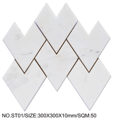 ซื้อ โมเสกหินธรรมชาติ 300x300 มม. สีขาวทนกรด สำหรับโครงการและการตกแต่ง การผลิตออนไลน์