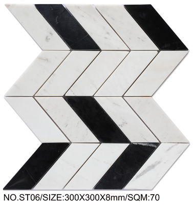 ซื้อ ทนทานการสวมใส่ 300x300 มิลลิเมตร สีขาวและดํา มอไซค์หินธรรมชาติ สําหรับห้องน้ําและสระว่ายน้ํา การผลิตออนไลน์