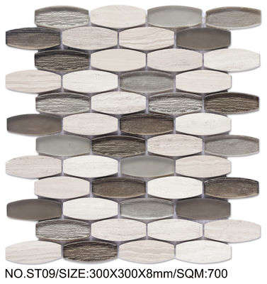 ซื้อ กระเบื้องโมเสกหินธรรมชาติสีเบจและเทาสวยงามขนาด 300x300 มม. สำหรับการปรับปรุงและโครงการ การผลิตออนไลน์