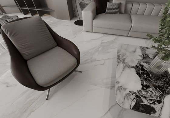 ซื้อ กระเบื้องพอร์ซเลนเคลือบเงา Carrara ขนาด 1x1 เมตร สำหรับปูพื้นภายในสมัยใหม่ ลายอิฐทนไฟ ขัดเงา สำหรับห้องนั่งเล่นและการตกแต่ง การผลิตออนไลน์