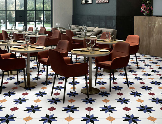 ซื้อ 0.03W.a 200x200mm กระเบื้องพอร์ซเลนในร่มสีฟ้าสีเหลืองผนังโมร็อกโกพื้น SGS การผลิตออนไลน์