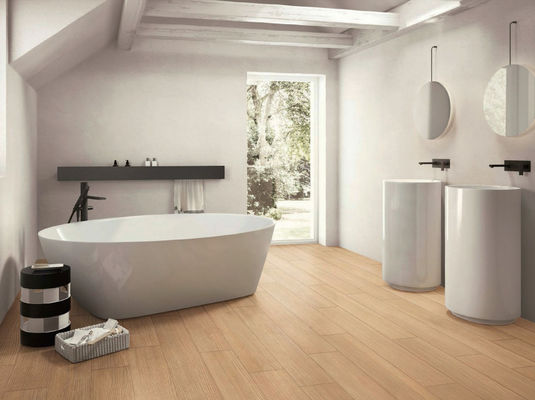 ซื้อ กระเบื้องโปรเซลีนเมล็ดไม้สีเบจ 150x900mm 0.05% Absorption การผลิตออนไลน์