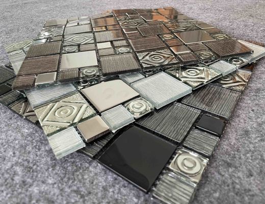 ซื้อ ฟอยล์ขัดเงา 30X30 ซม. กระเบื้องโมเสคตกแต่งโลหะสี่เหลี่ยมผสมคริสตัลใส 1.36kgs การผลิตออนไลน์