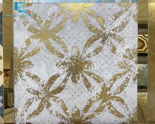 ซื้อ กระเบื้องพื้นพอร์ซเลนตกแต่งทองเงาสูง 600X600MM การผลิตออนไลน์
