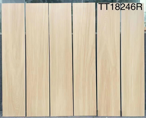 8x40'inch ผนังภายในสีเทาพื้นด้านนอกกระเบื้องเซรามิคไม้สำหรับระเบียงโครงการ Foyer Soft Glazed Porcelain Strip
