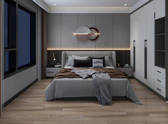 200X1200mm กระเบื้องเซรามิคไม้ในครัวเรือน Porcelain Strip Grey Kitchen Bedroom Decoration