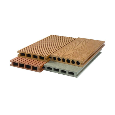 152x23mm WPC Decking Boards แผงปูพื้นภายนอกสำหรับวัสดุก่อสร้างแผ่นพื้นกลวงรูกลม