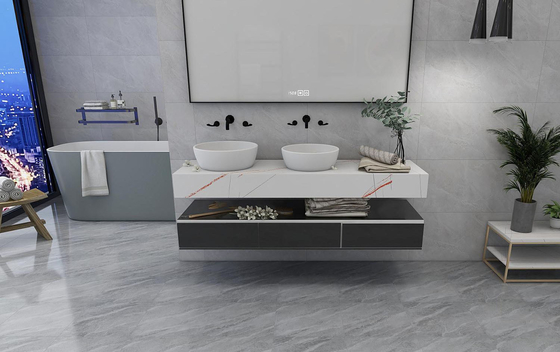 กระเบื้องเซรามิกสีเทา ขนาด 400x400 มม. สไตล์ชนบท ผิวด้าน เคลือบเงา สำหรับปูพื้นและผนังภายใน