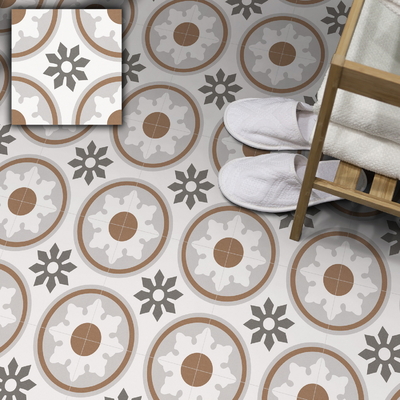 กระเบื้องเซรามิกสไตล์ Rustic สีน้ำตาลขาว ขนาด 250x250 มม. สำหรับปูพื้นภายใน