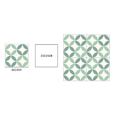 กระเบื้องเซรามิกสีเขียวอ่อนสไตล์ชนบท ขนาด 250x250 มม. สำหรับปูพื้นภายใน