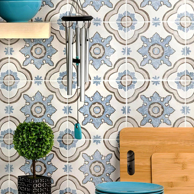 กระเบื้องผนังสีฟ้ากันน้ํา 200x200 มิลลิเมตร กระเบื้องเชื้อถอนสําหรับครัว และกระเบื้องพื้นตกแต่งสําหรับห้องน้ํา