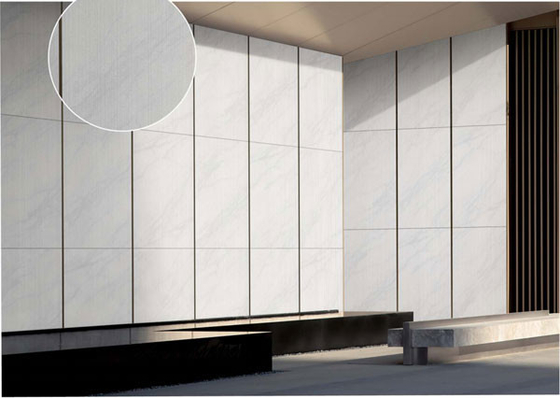 3D Line White Matte Antique Exterior Curtain Wall กระเบื้องโพรเซลาน 600x1200cm สําหรับศูนย์การค้าและอาคาร