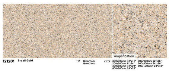 ทนทานการสวมใส่ 600x600x15 มิลลิเมตร กระเบื้องเพลิงสีเหลือง