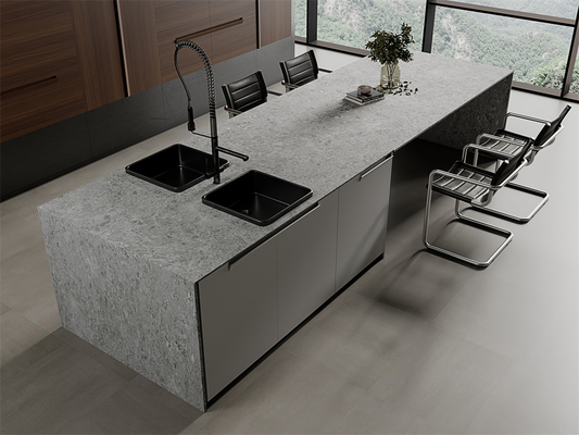 สีเทาอ่อน 1600x3200 มม แมทท ซินเตอร์สโตนสล็อบ