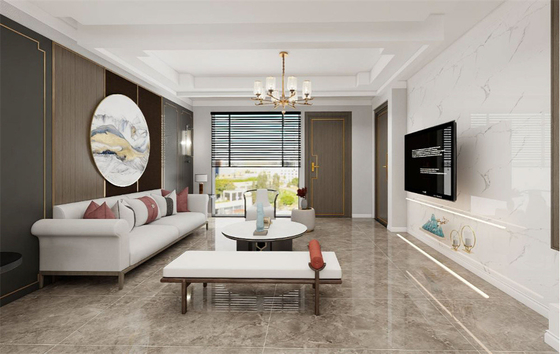 กระเบื้องกันน้ําและมาร์บูล์ดูเทา สะท้อนกระจก 600x1200mm กระเบื้อง Porcelain สําหรับห้องนั่งเล่น
