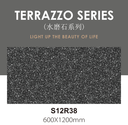 แอนติแบคทีเรีย 600x1200 มิลลิเมตร สีเทาเข้ม Terrazzo ดินภายใน Baby Face กระเบื้องโปรเซลีนวินเทจสําหรับห้องอาหาร