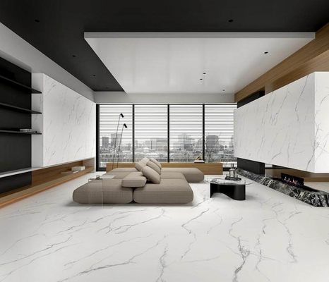 คาร์รารา ตะเบียนพื้นภายนอกและไม่มีการสับ 1200x1200x9mm หน้าเด็กสีขาว กระเบื้องโปรเซลนกระจกสําหรับตกแต่งและโรงแรม