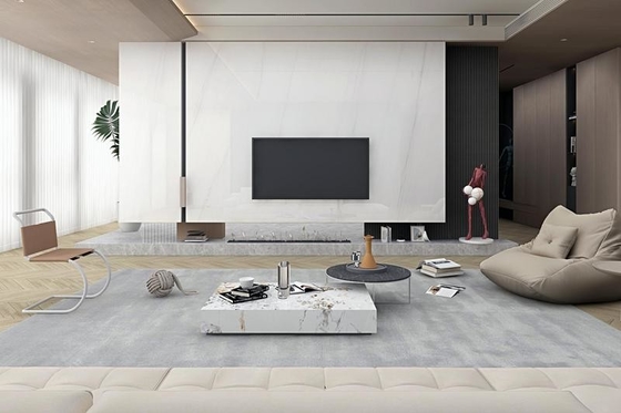 Carrara White Indoor Floor Tile Polished Glazed Porcelain Tile สําหรับการออกแบบภายในและห้องนั่งเล่น 900x1800x9mm