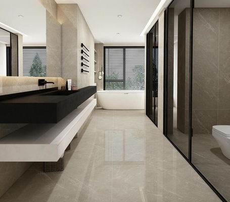 ผนังโปรเซลีนแบบเคลือบกระจก anti-slip 900x1800x9mm สําหรับโครงการ และผนังสีเทาที่ป้องกันเชื้อราสําหรับโรงแรม