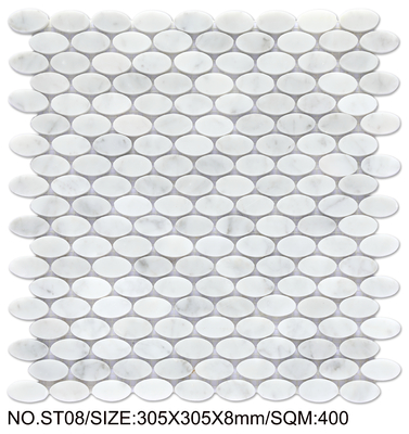 กระเบื้องโมเสกหินธรรมชาติลายอิฐสีขาวและเขียวอ่อน ขนาด 305x305 มม. สำหรับห้องรับประทานอาหารและสำนักงาน