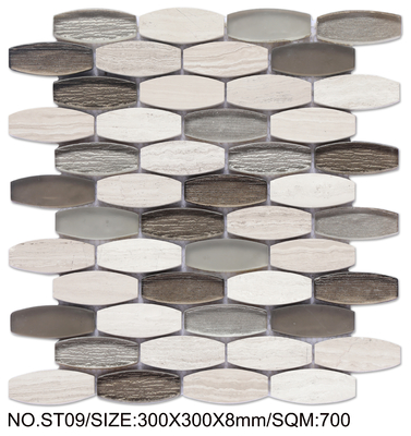 กระเบื้องโมเสกหินธรรมชาติสีเบจและเทาสวยงามขนาด 300x300 มม. สำหรับการปรับปรุงและโครงการ