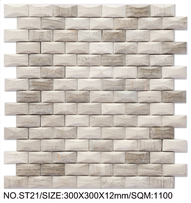 กระเบื้องโมเสกหินธรรมชาติสีเบจกันน้ำและกันลื่นขนาด 300x300 มม. สำหรับตกแต่งและก่อสร้าง