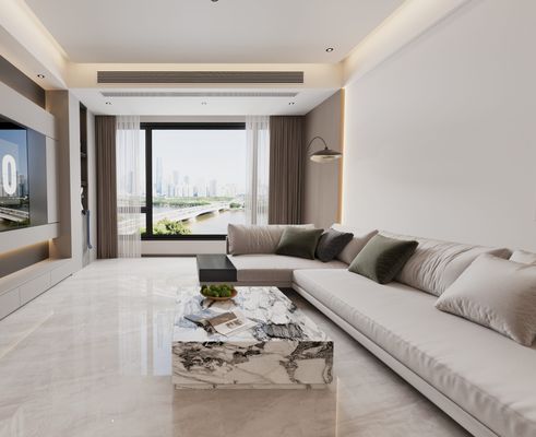 กระเบื้องพอร์ซเลนเคลือบเงาขัดเงา 1000x1000 มม. ทนทานต่อรอยขีดข่วน สไตล์สวยงาม สำหรับการออกแบบสำนักงาน