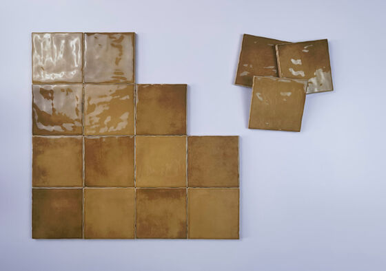 กระเบื้องผนังเซรามิกสีน้ําตาลทนต่อรอยขีดข่วน 10x10cm สําหรับห้องนั่งเล่นและห้องนอน