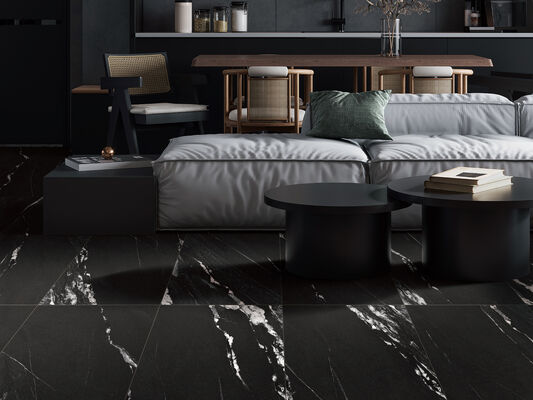 สีดําเกรด AAA และน่าทึ่ง 600x1200mm แมตต์กับผิวโครงโปร์เซลินไตล์สําหรับห้องอาหารและห้องน้ํา