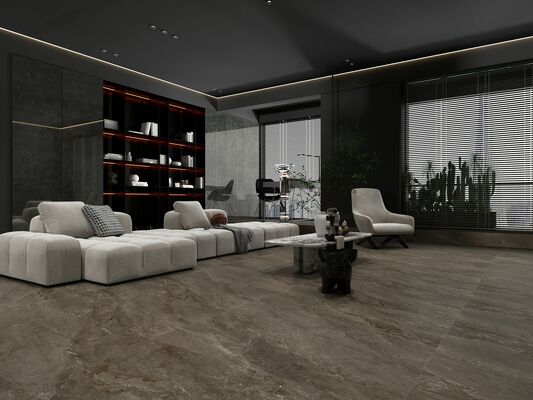 กันน้ำและ Firebrick สีเทาเข้ม 600x1200 มม. พื้นผิวแม่พิมพ์กระเบื้องพอร์ซเลนด้านสำหรับสำนักงาน