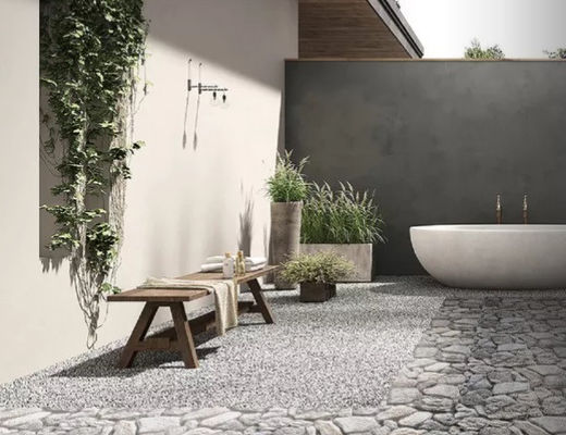 12x24 '' 500SQM กระเบื้องเคลือบหินกลางแจ้ง Pebble Stone Wall Decoration 9.8mm