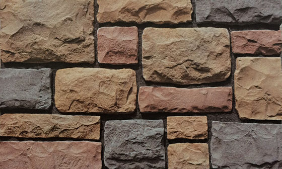 แผ่นไม้อัดหินเทียมทนไฟ 14mm Faux Stacked Stone หินปูนโบราณ