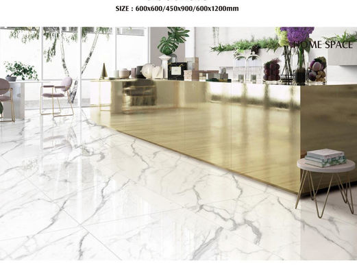 Anti Alkali 1cm Porcelain กระเบื้องบุผนังพื้นอิงค์เจ็ทพิมพ์เคลือบ White
