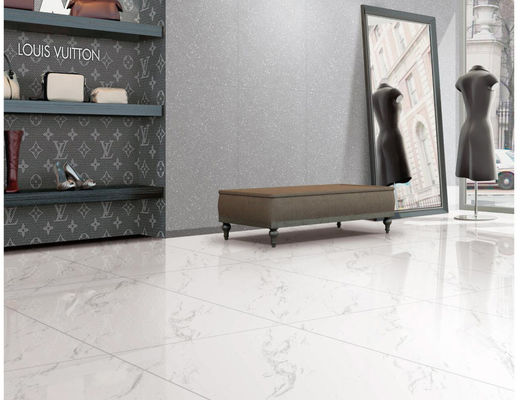 ความหนา 9.8 มม. 600x600 มม. กระเบื้องพอร์ซเลนตัวเต็มพื้น Carrara White Matt Marble