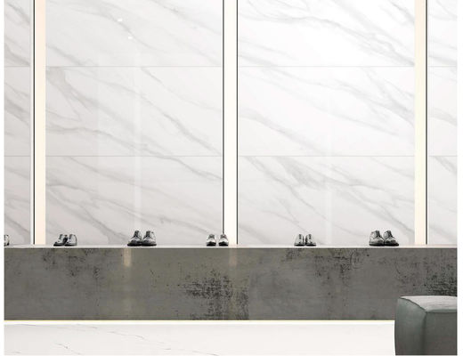 SGS Soncap กระเบื้องพอร์ซเลนตัวเต็มขัดเงาสีขาว 3d Inkjet Glazed 450X900mm