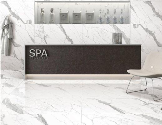 กระเบื้องพอร์ซเลน Carrara สีขาว SGS 45X90 ซม., กระเบื้องผนังพื้นหลังทีวี 31KG / ctn เคลือบ