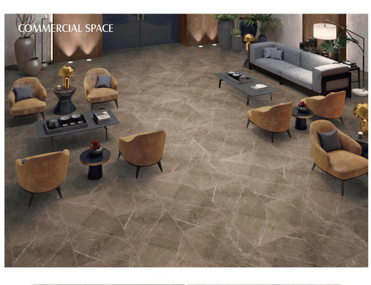 ISO 10mm Vitrified Porcelain กระเบื้องปูพื้น Matt Glazed Brown Grey Marble 600x1200mm
