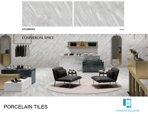 Terrazzo 600x1200mm Porcelain กระเบื้องปูพื้นในร่ม Soft Glazed Marble 35N / mm2