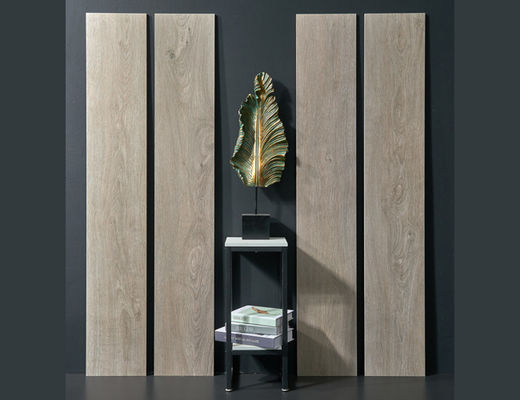 กระเบื้องพอร์ซเลนลายไม้สีเทา ขนาด 250x1500 มม. ขอบตัดตรง ผิวหน้าด้าน