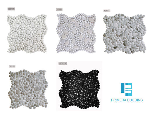 100Sqm PRIMERA กระเบื้องผนังสวนกลางแจ้ง Cobblestone กระเบื้องโมเสคแก้วสีสันสดใส
