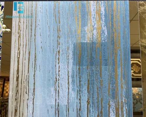 Water Stone Fall กระเบื้องพอร์ซเลนเคลือบเงา 24'X24 ' ป้องกันการลื่น Bule Color Gold Line